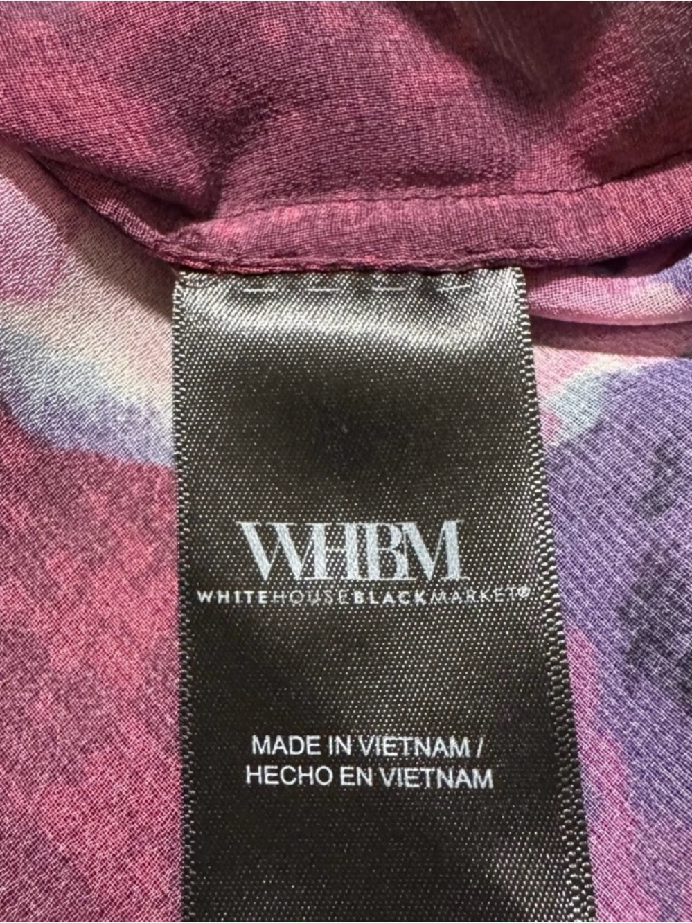 White House Black Market Purple Floral Tie-Neck Blouse - Picture 5 of 8
